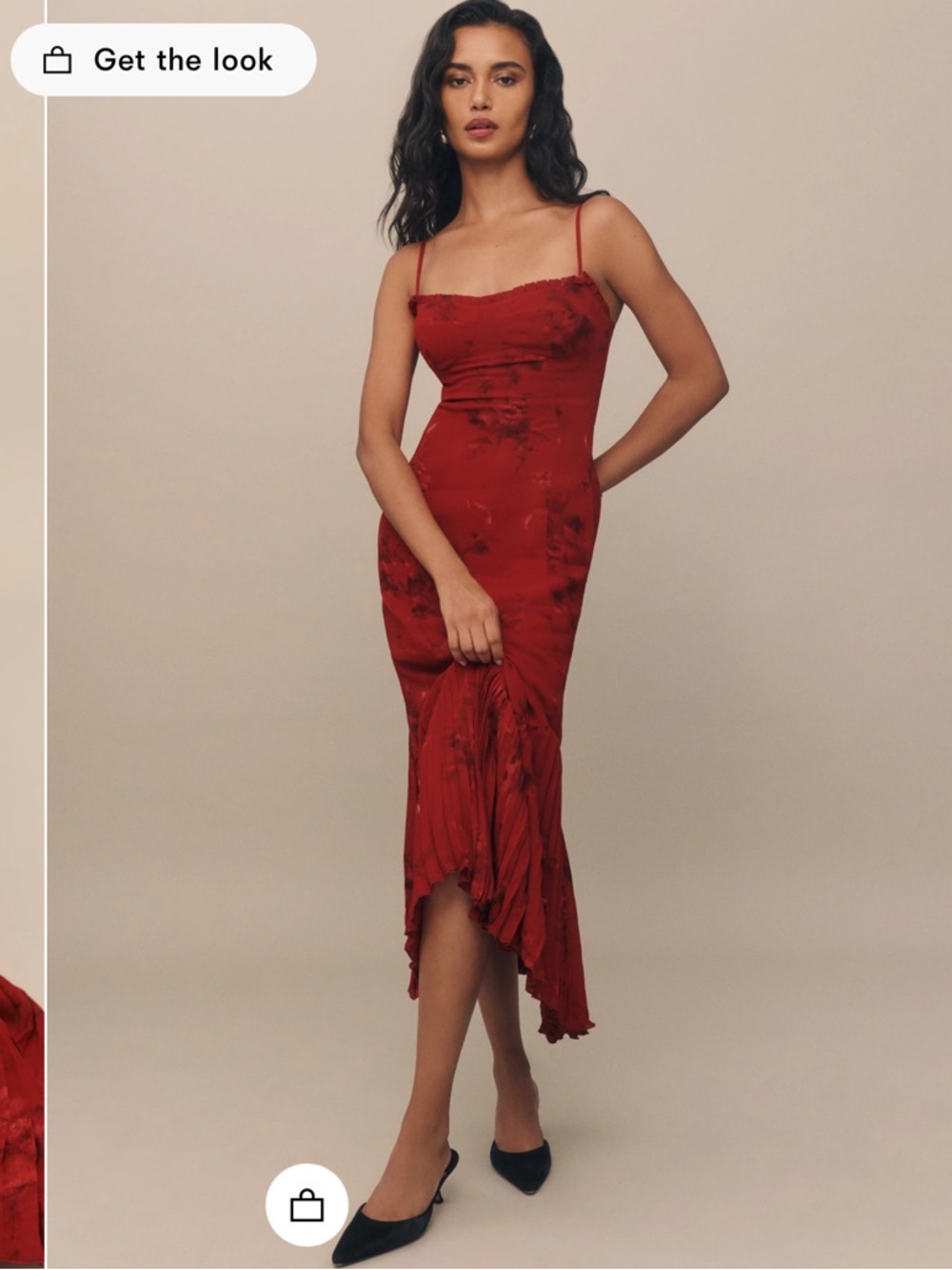 Reformation Red Aiko Dress with Asymmetric Hem